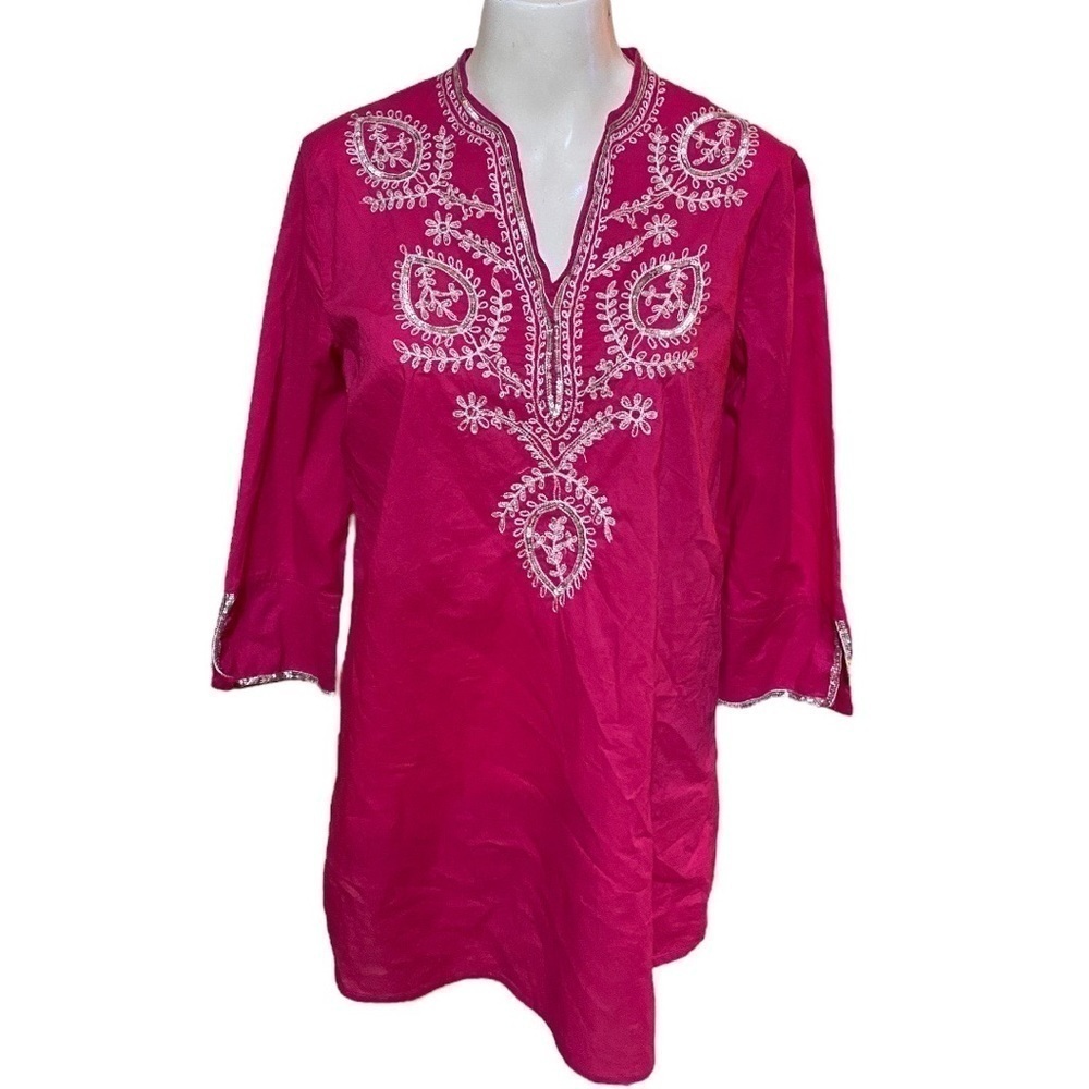 Chico's Pink 100% Cotton Blouse Pink Size 1